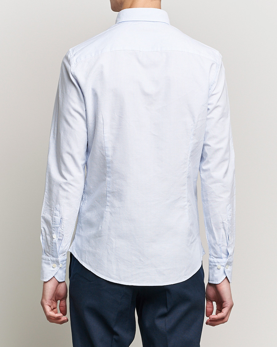 Homme | Chemises | Stenströms | Slimline Washed Striped Oxford Shirt Light Blue