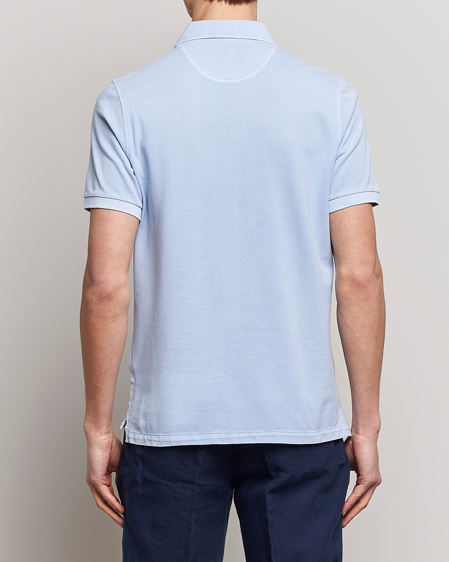 Homme | Polos | Stenströms | Pigment Dyed Cotton Polo Shirt Light Blue