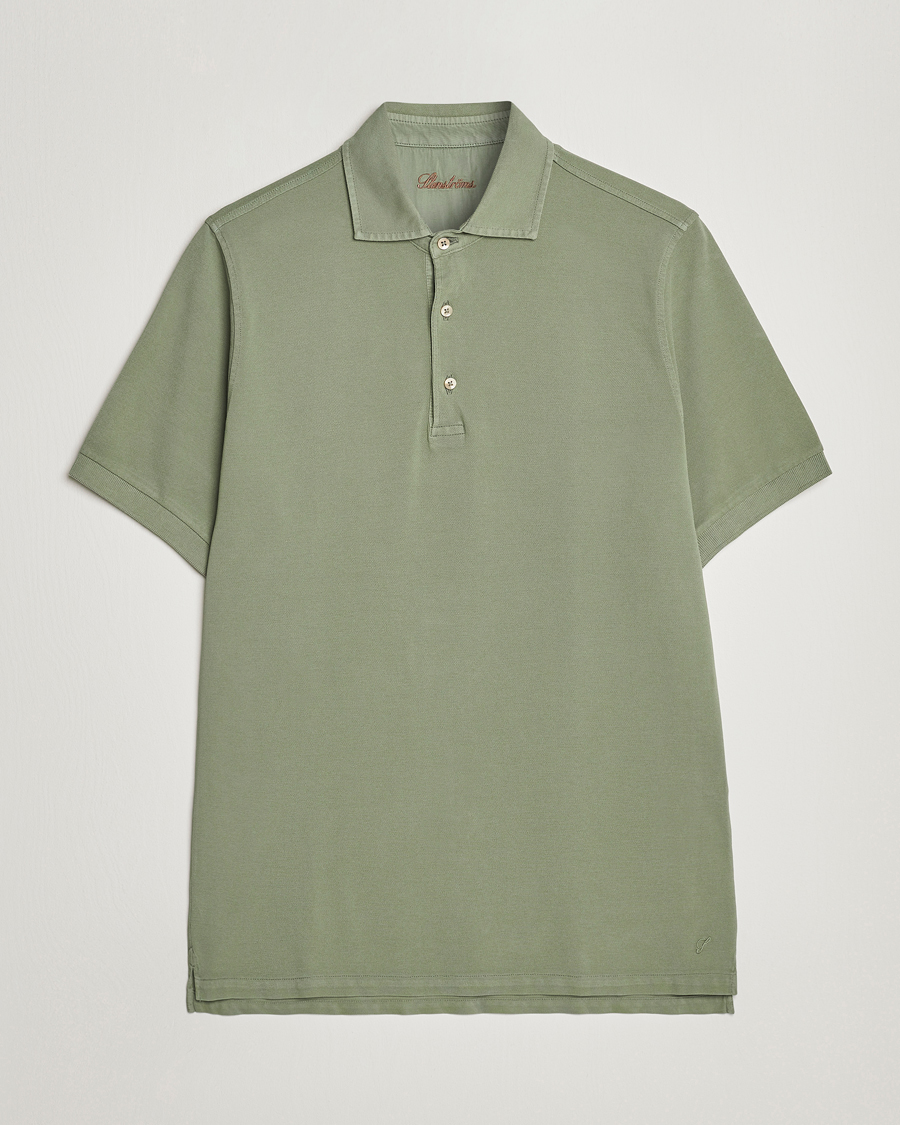 Homme | Polos | Stenströms | Pigment Dyed Cotton Polo Shirt Green