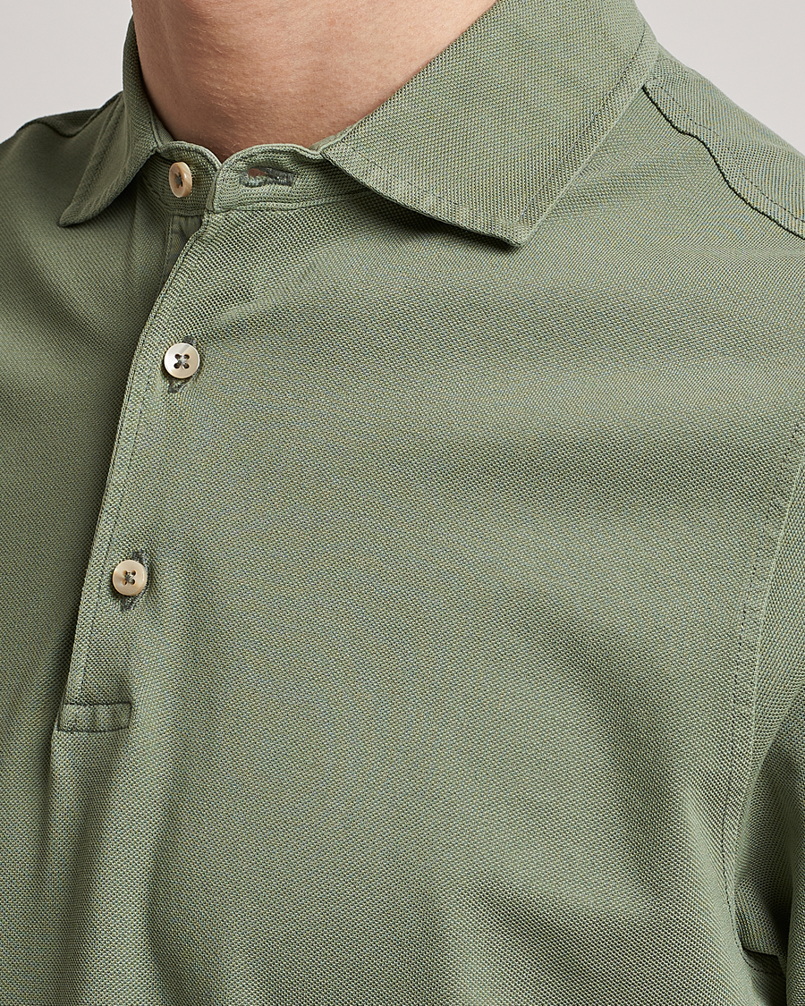 Homme | Polos | Stenströms | Pigment Dyed Cotton Polo Shirt Green