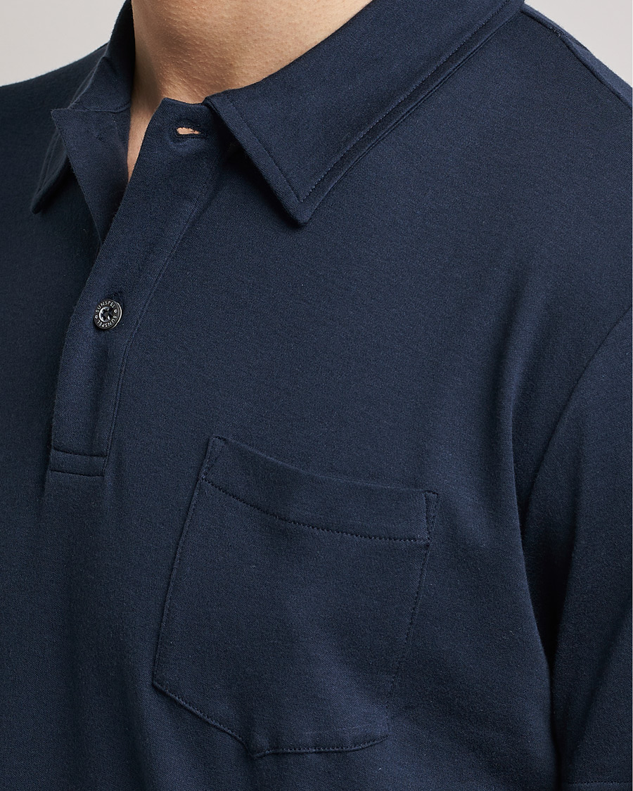 Homme | Polos | Sunspel | Sea Island Jersey Riviera Polo Navy