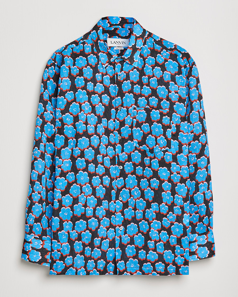 Homme | Chemises | Lanvin | Printed Flower Shirt Black/Blue