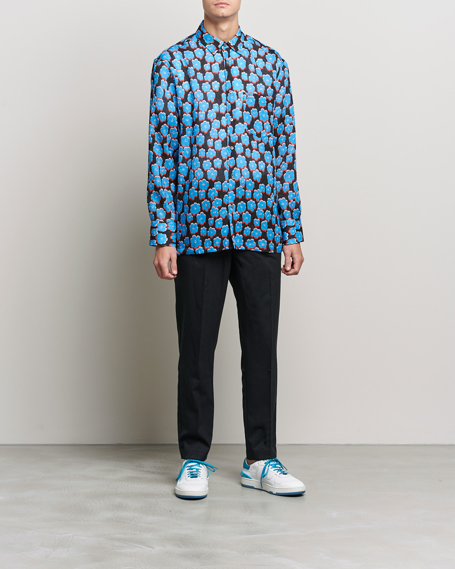 Homme | Chemises | Lanvin | Printed Flower Shirt Black/Blue