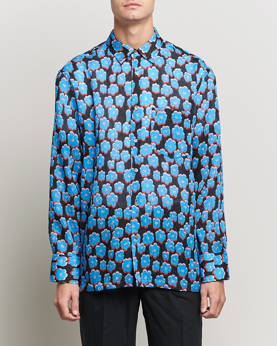 Homme | Chemises | Lanvin | Printed Flower Shirt Black/Blue