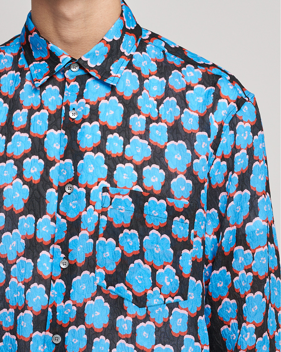 Homme | Chemises | Lanvin | Printed Flower Shirt Black/Blue