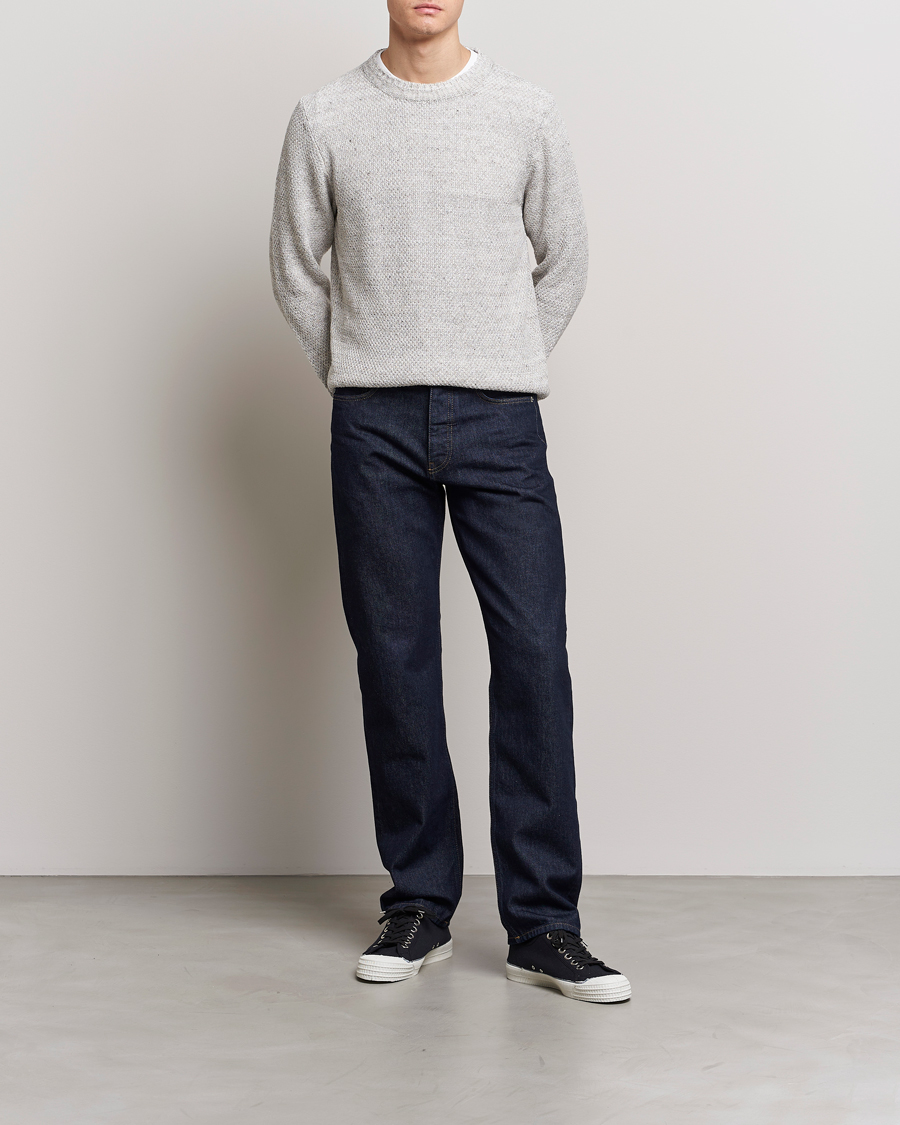 Homme | Pulls Et Tricots | Inis Meáin | Moss Stiched Linen Crew Neck Cream