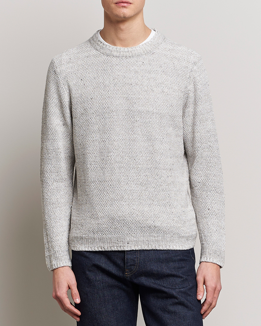 Homme | Pulls Et Tricots | Inis Meáin | Moss Stiched Linen Crew Neck Cream