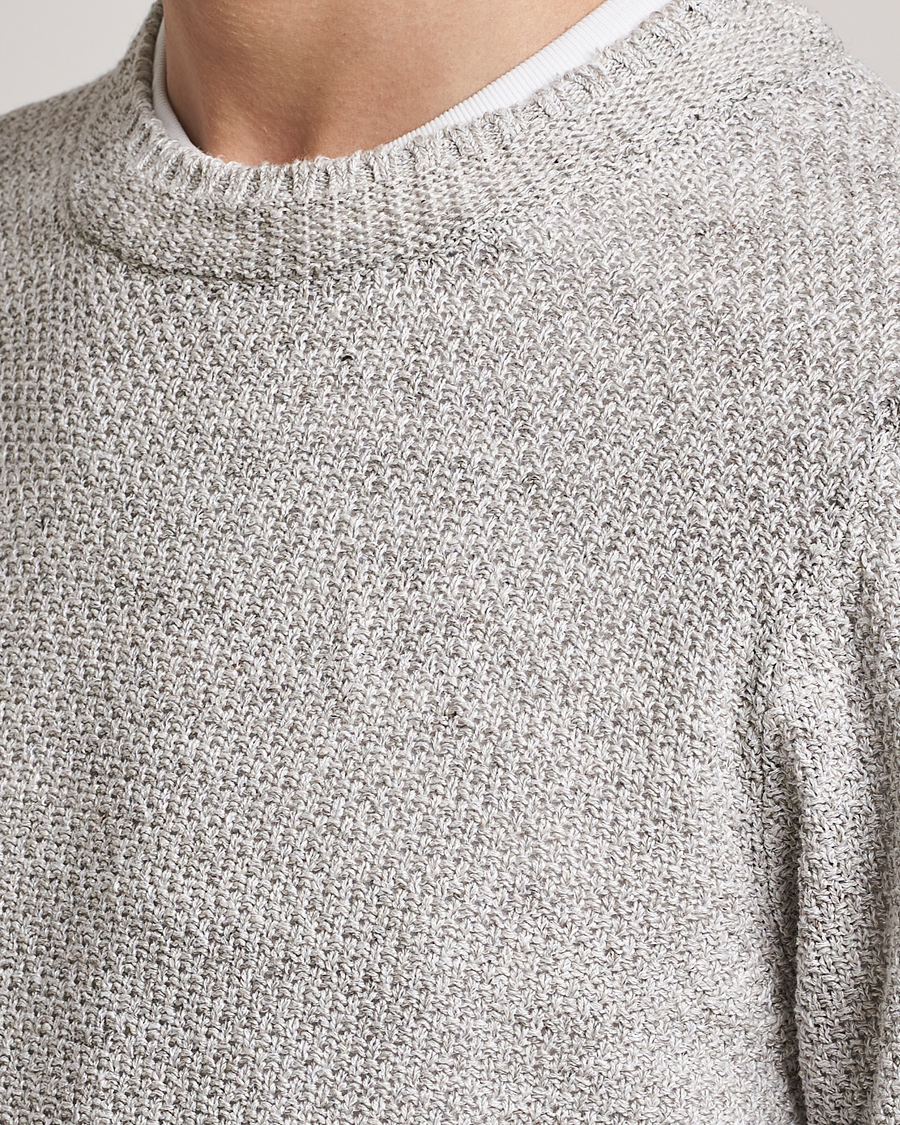 Homme | Pulls Et Tricots | Inis Meáin | Moss Stiched Linen Crew Neck Cream