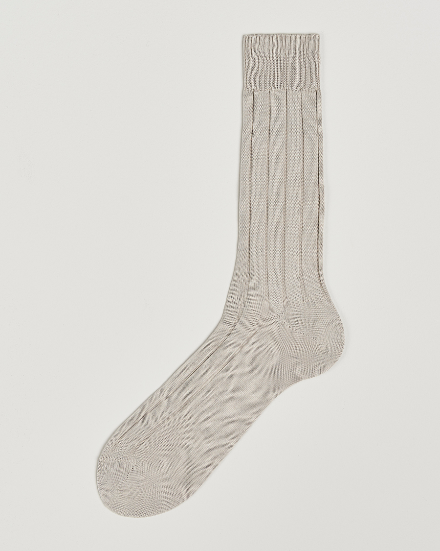 Homme | Sous-Vêtements Et Chaussettes | Bresciani | Wide Ribbed Cotton Socks Off White