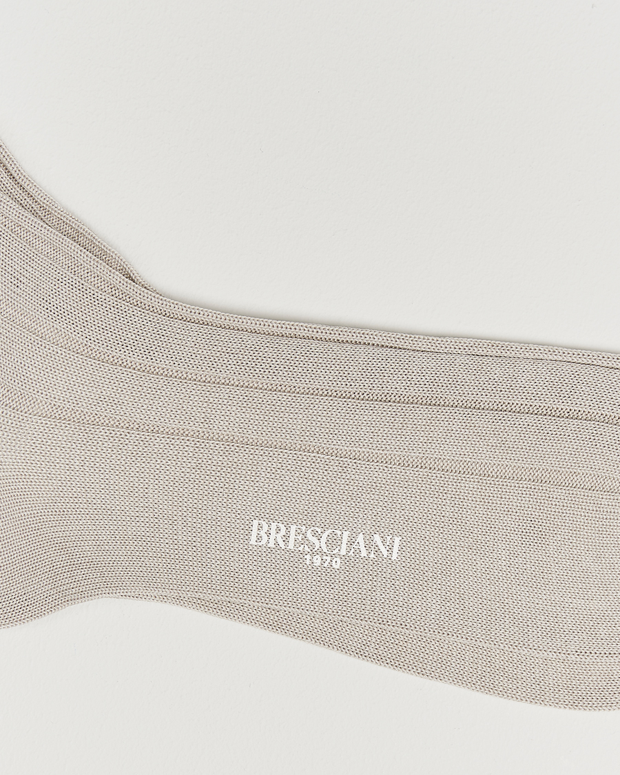 Homme | Sous-Vêtements Et Chaussettes | Bresciani | Wide Ribbed Cotton Socks Off White