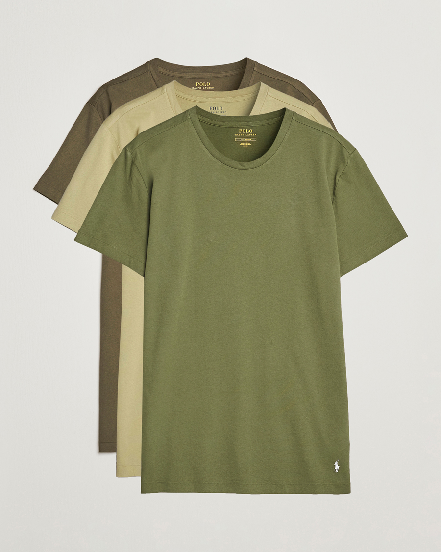 Homme | T-shirts | Polo Ralph Lauren | 3-Pack Crew Neck T-Shirt Olive/Green/Dark Green