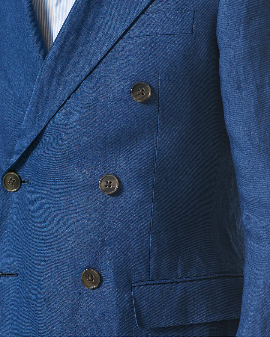 Homme | Blazers | Ralph Lauren Purple Label | Double Breasted Linen Blazer Medium Blue