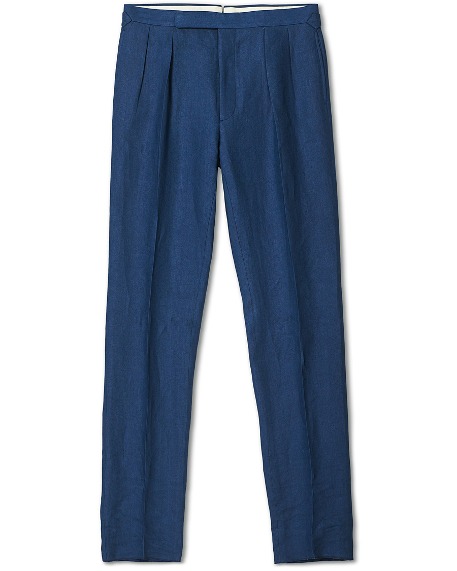 Homme | Pantalons | Ralph Lauren Purple Label | Linen Trousers Medium Blue