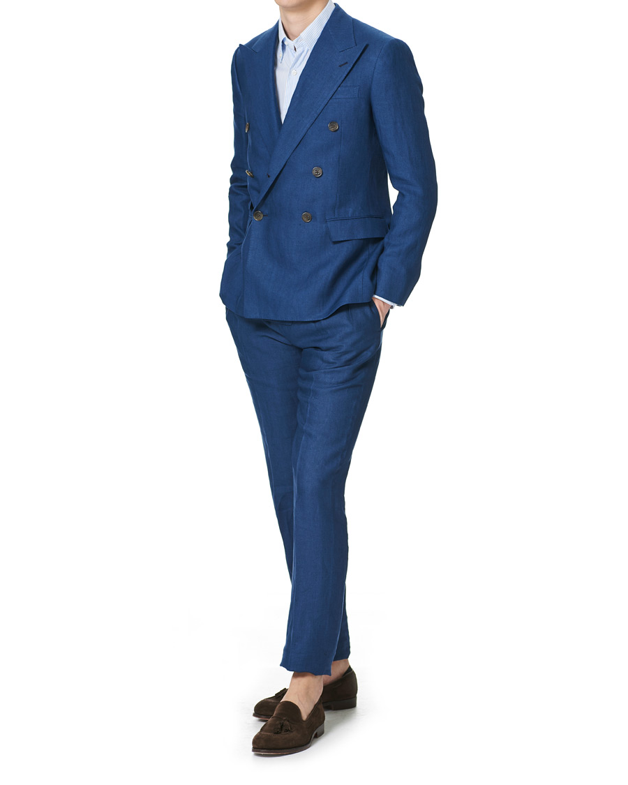 Homme | Pantalons | Ralph Lauren Purple Label | Linen Trousers Medium Blue