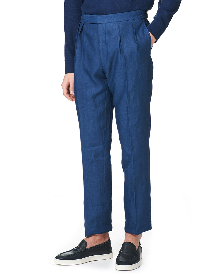 Homme | Pantalons | Ralph Lauren Purple Label | Linen Trousers Medium Blue