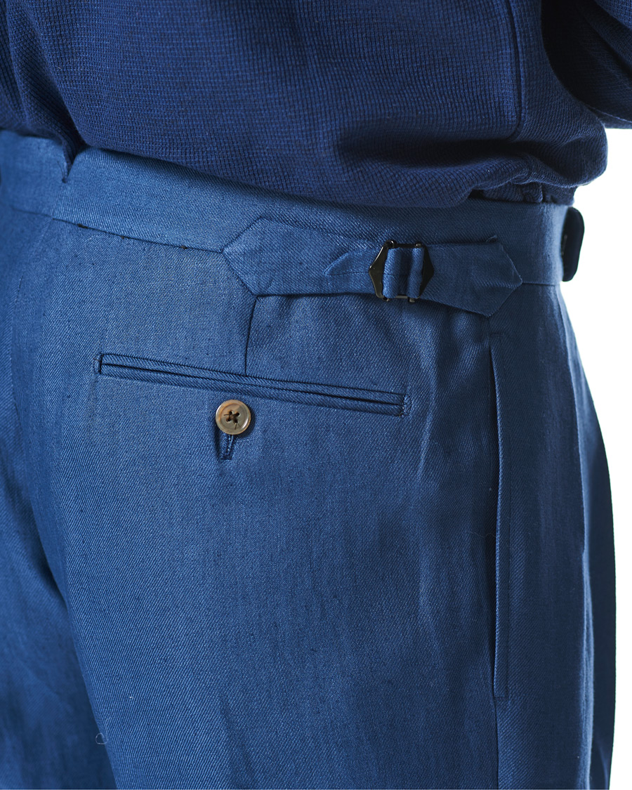 Homme | Pantalons | Ralph Lauren Purple Label | Linen Trousers Medium Blue