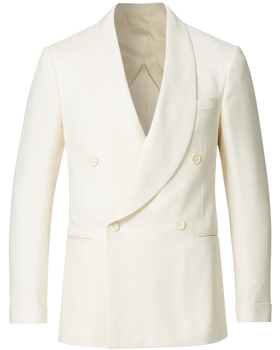 Homme | Blazers | Ralph Lauren Purple Label | Double Breasted Mulberry Silk Blazer Cream