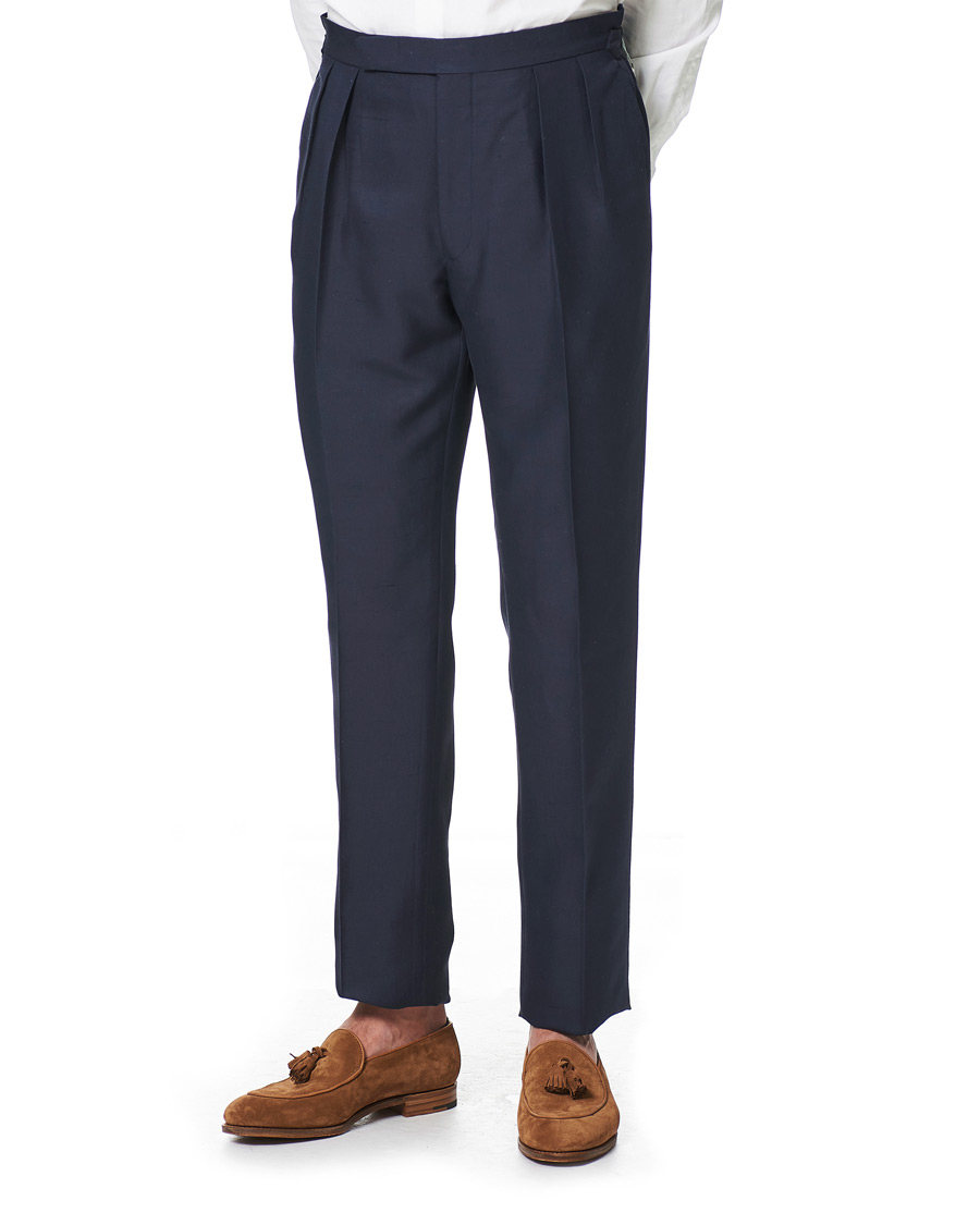 Homme | Pantalons | Ralph Lauren Purple Label | Shantung Silk Trousers Navy