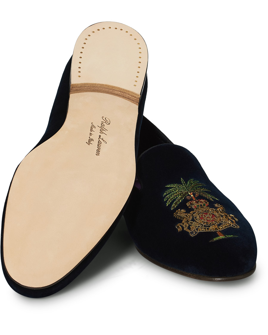 Homme | Ralph Lauren Purple Label Alonso Palm Crest Slippers Navy | Ralph Lauren Purple Label | Alonso Palm Crest Slippers Navy