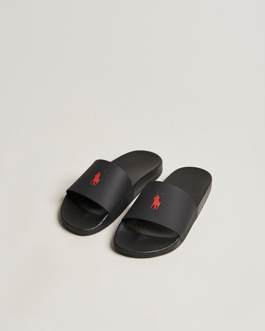 Homme | Polo Ralph Lauren Logo Slides Black | Polo Ralph Lauren | Logo Slides Black