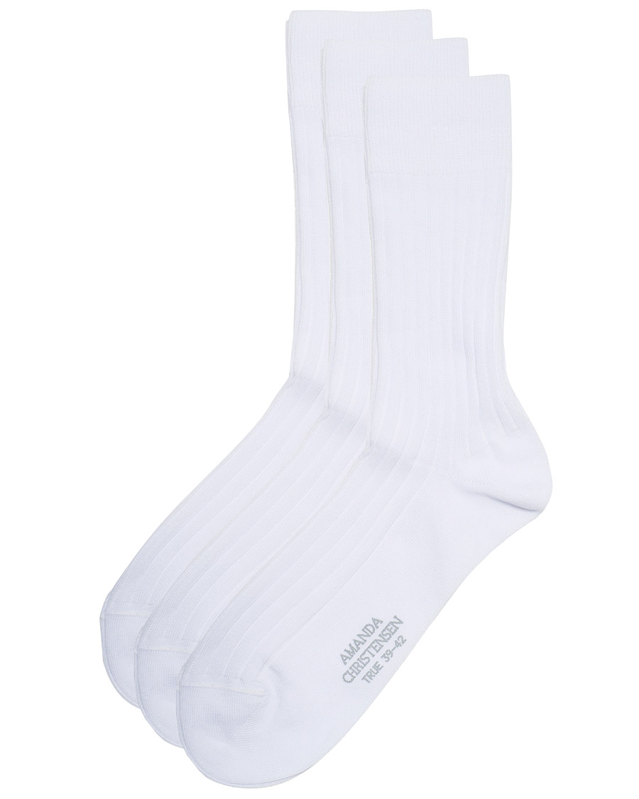 Homme | Sous-Vêtements Et Chaussettes | Amanda Christensen | 3-Pack True Cotton Ribbed Socks White