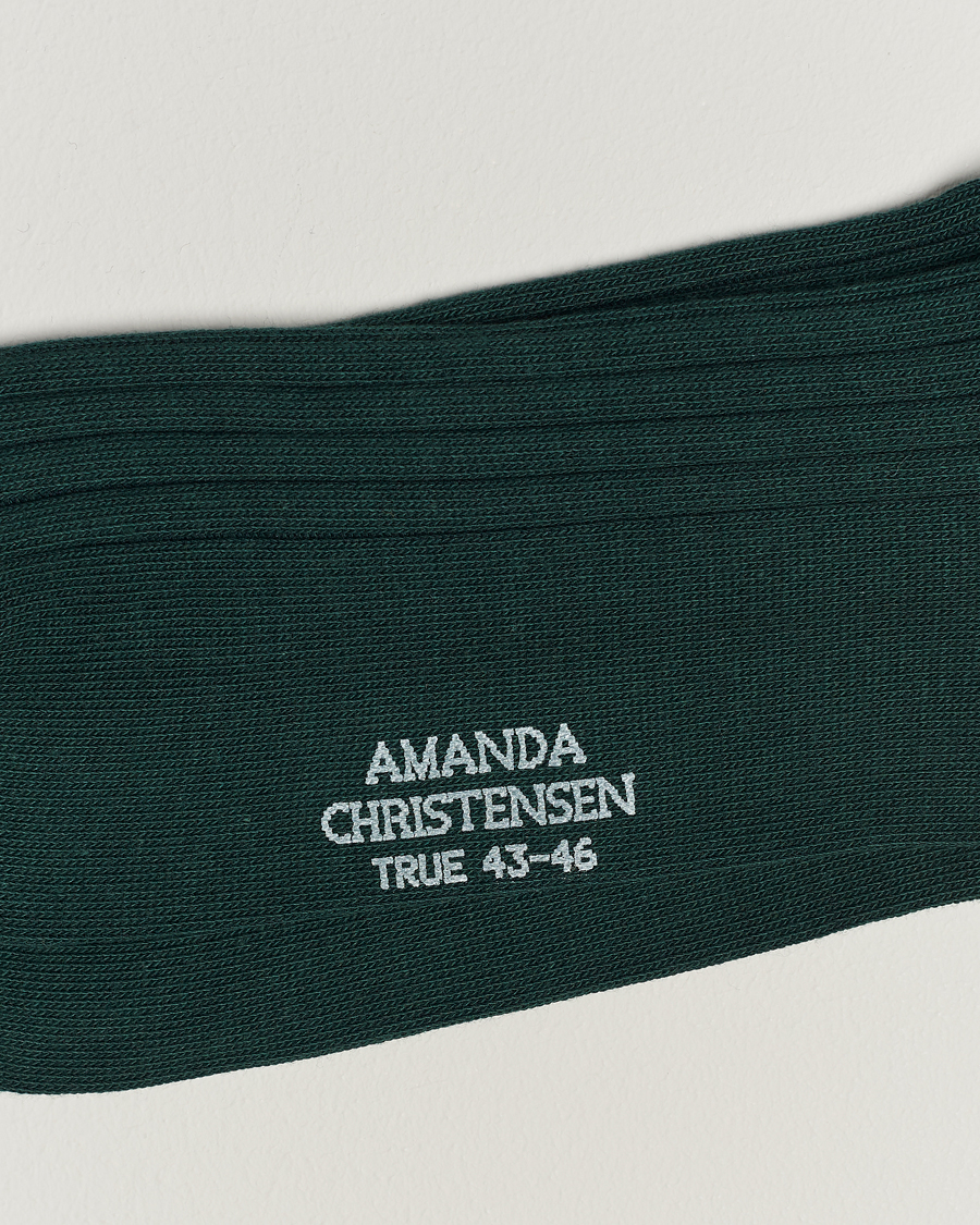 Homme | Chaussettes Quotidiennes | Amanda Christensen | 3-Pack True Cotton Ribbed Socks Bottle Green