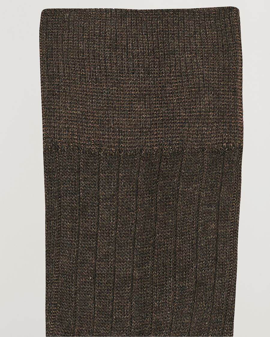 Homme |  | Amanda Christensen | 3-Pack True Cotton Ribbed Socks Brown Melange