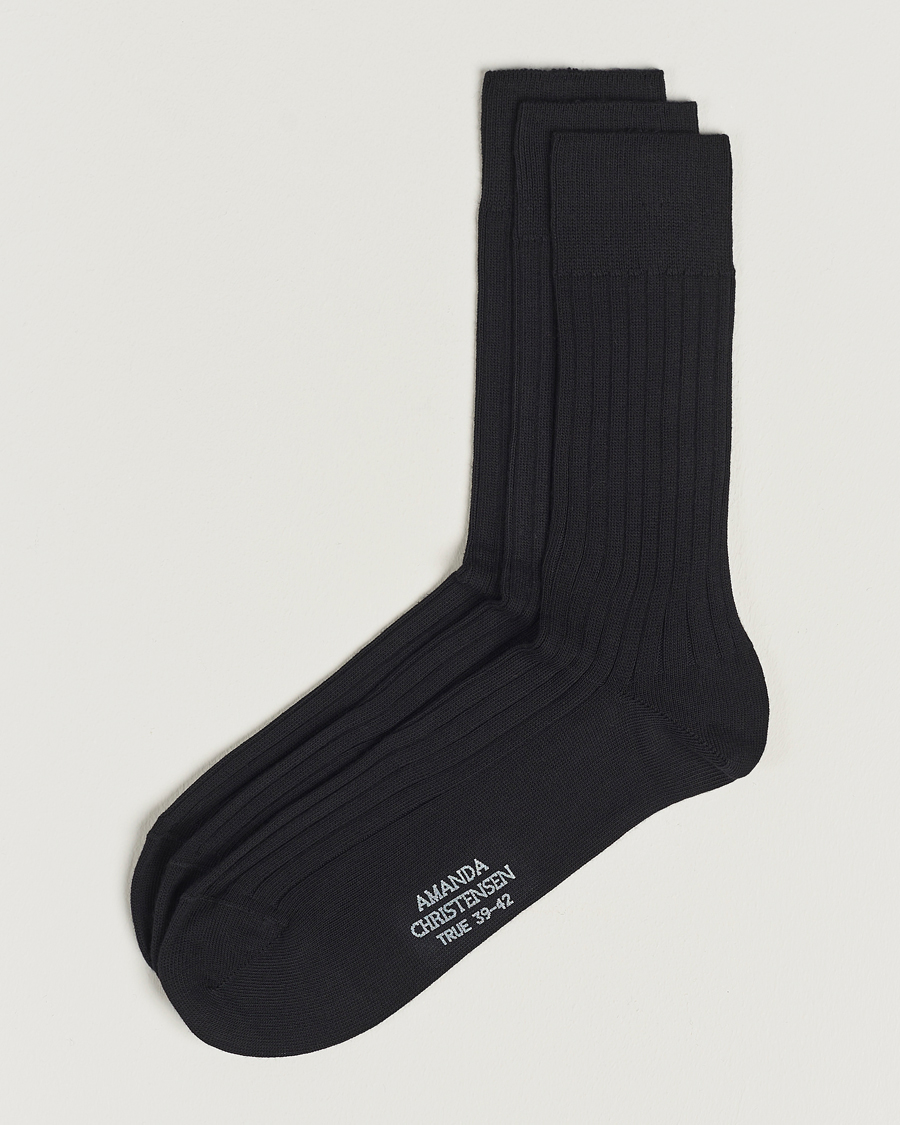 Homme | Sous-Vêtements Et Chaussettes | Amanda Christensen | 3-Pack True Cotton Ribbed Socks Black
