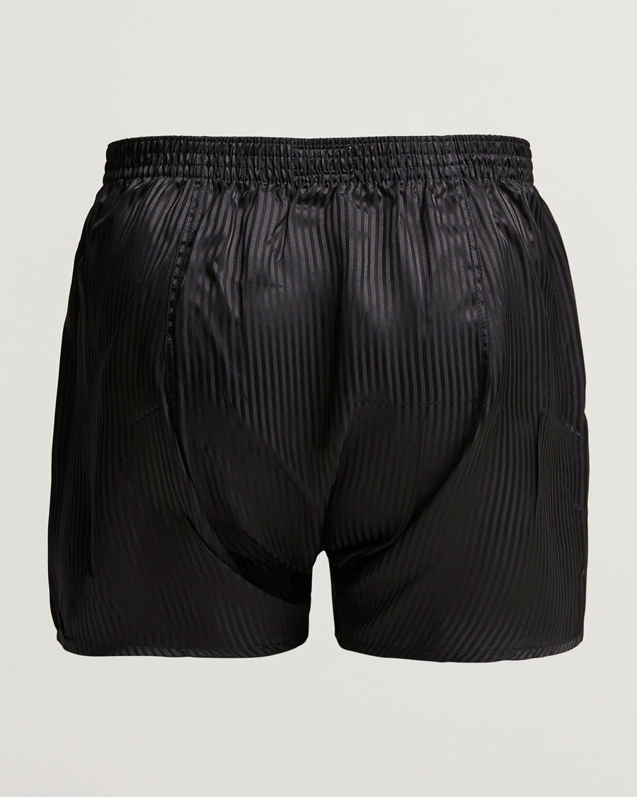 Homme | Derek Rose | Derek Rose | Classic Fit Silk Boxer Shorts Black