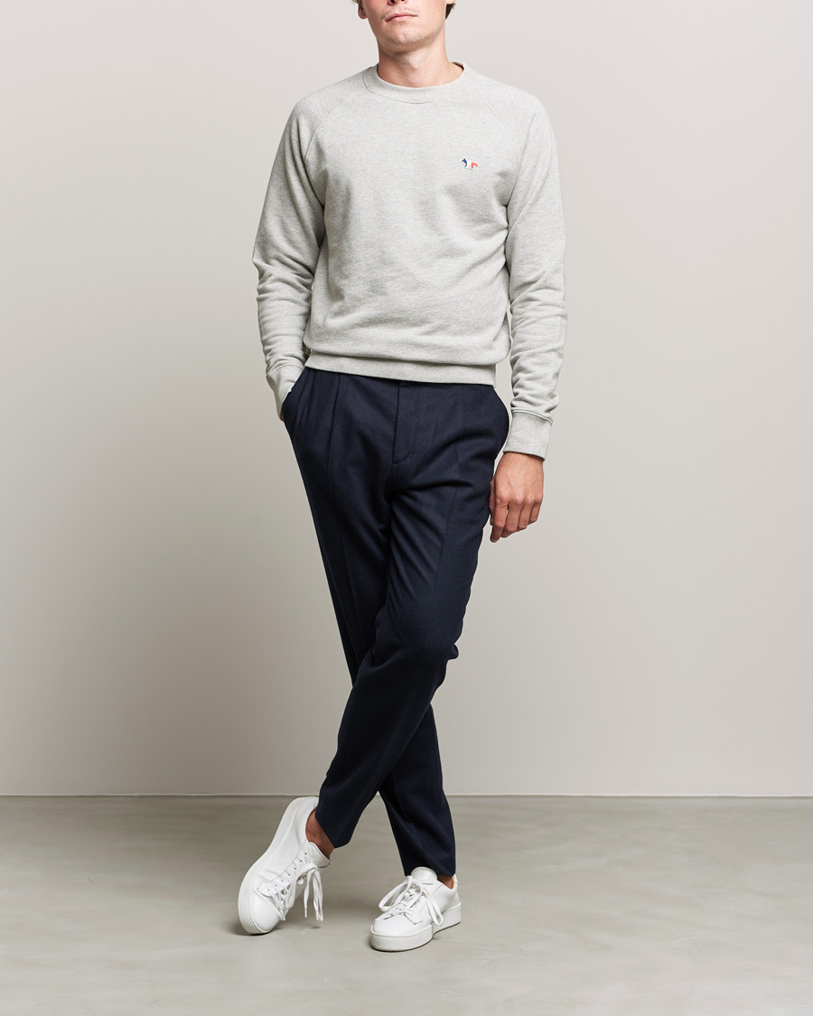 Homme | Pulls Et Tricots | Maison Kitsuné | Tricolor Fox Sweatshirt Grey Melange