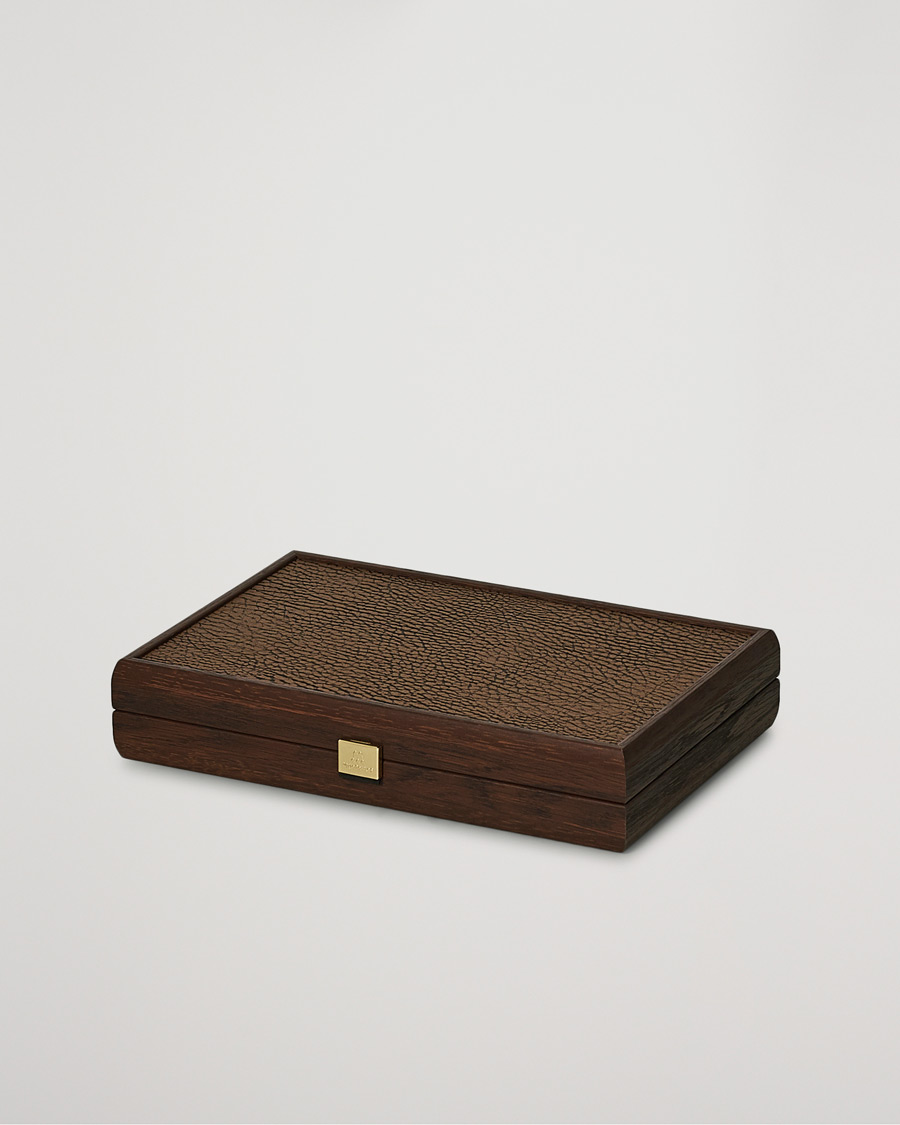 Homme | Cadeaux | Manopoulos | Small Leatherette Backgammon Set Caramel Brown
