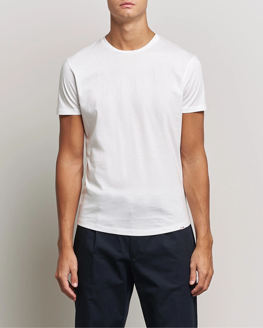 Homme | T-Shirts Blancs | Orlebar Brown | OB Crew Neck Mercerised Cotton Tee White