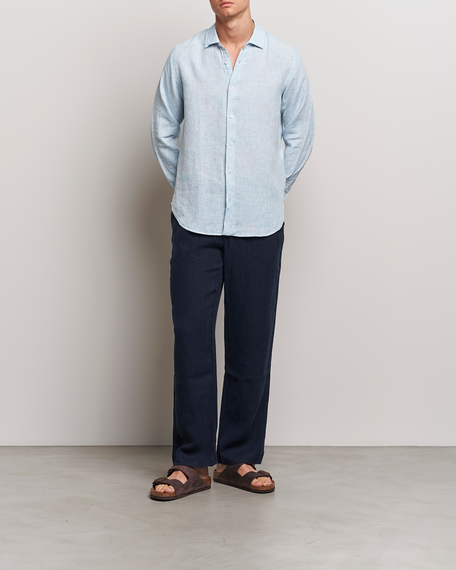 Homme | Chemises | Orlebar Brown | Giles Linen CLS Shirt Pale Blue/White