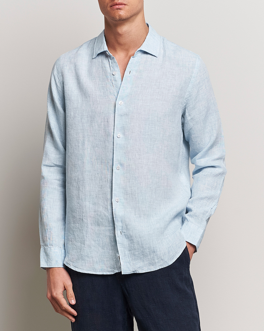 Homme | Chemises En Lin | Orlebar Brown | Giles Linen CLS Shirt Pale Blue/White