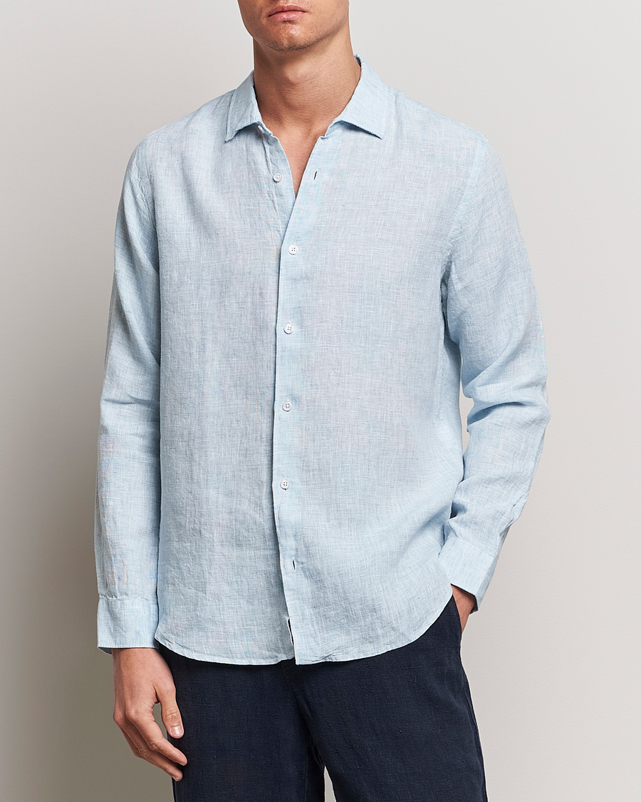 Homme | Chemises | Orlebar Brown | Giles Linen CLS Shirt Pale Blue/White