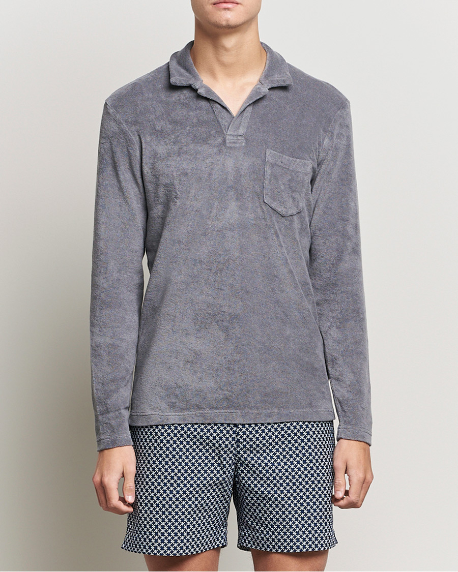 Homme | Pulls Et Tricots | Orlebar Brown | Terry Long Sleeve Polo Granite