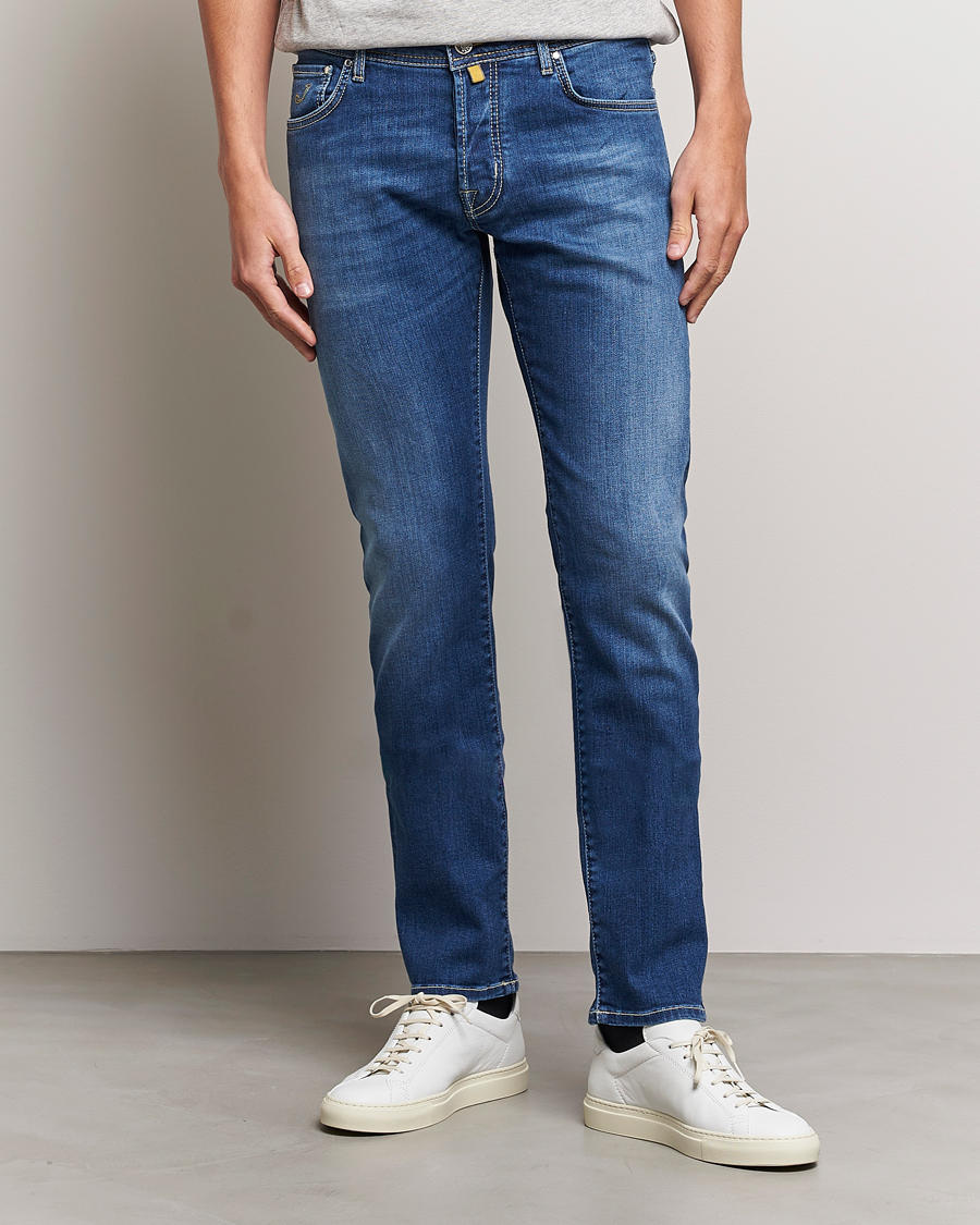 Homme | Jeans Bleus | Jacob Cohën | Nick 622 Slim Fit Stretch Jeans Stone Wash