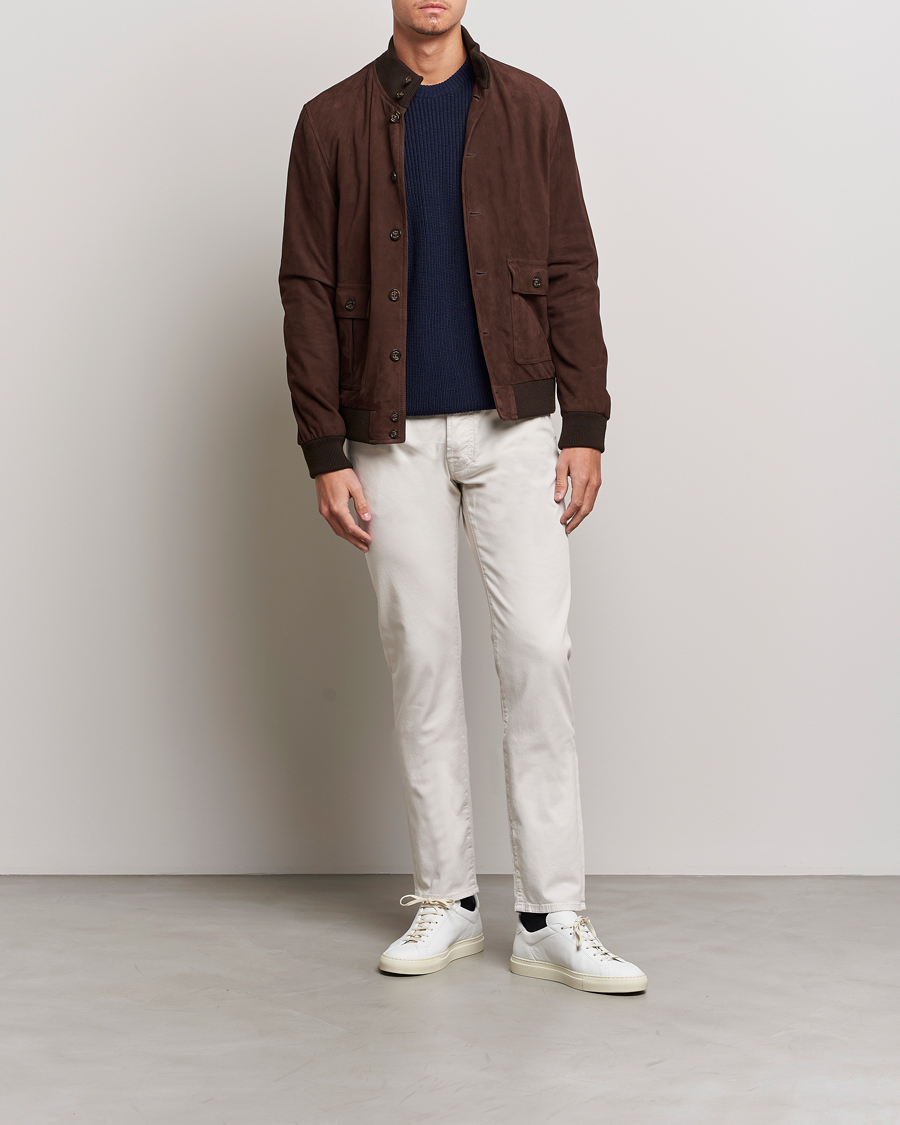 Homme | Pantalons | Jacob Cohën | Bard Garment Dyed Gabardine Trousers Beige