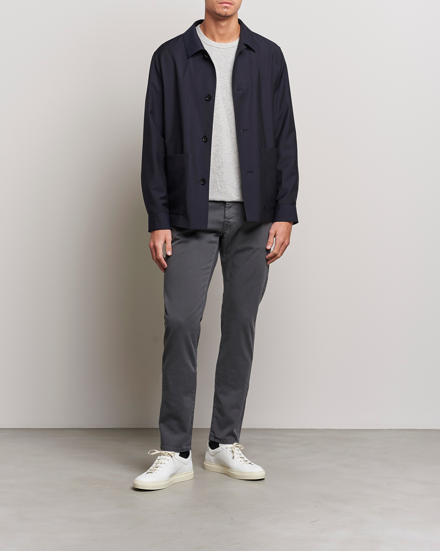 Homme | Pantalons | Jacob Cohën | Bard Garment Dyed Gabardine Trousers Grey