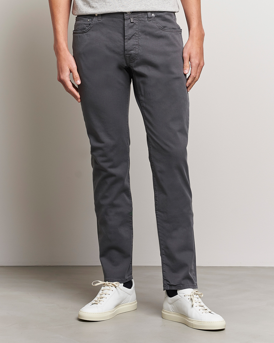 Homme | Pantalons | Jacob Cohën | Bard Garment Dyed Gabardine Trousers Grey