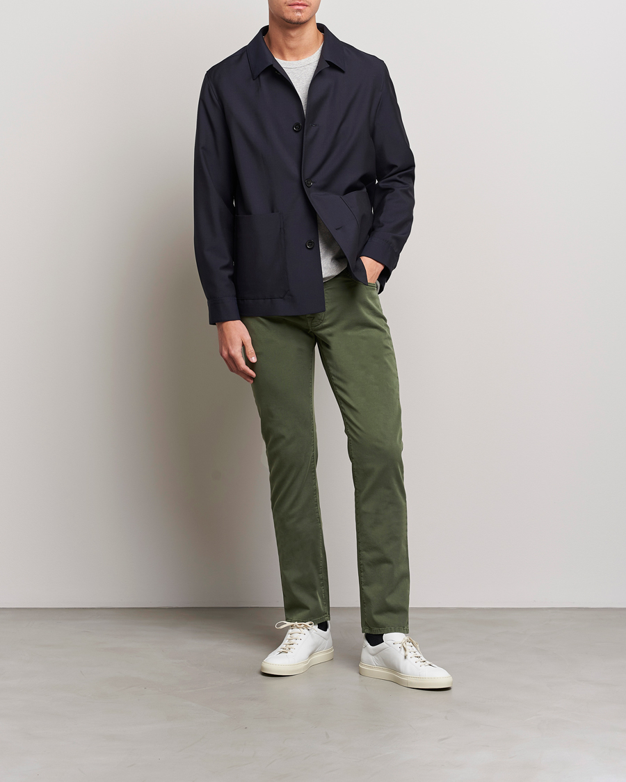 Homme | Pantalons | Jacob Cohën | Bard Garment Dyed Gabardine Trousers Green