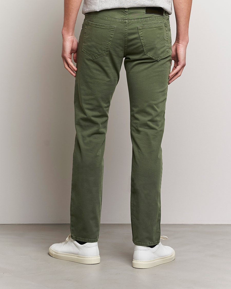 Homme | Pantalons | Jacob Cohën | Bard Garment Dyed Gabardine Trousers Green