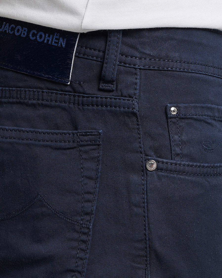 Homme | Pantalons | Jacob Cohën | Bard Garment Dyed Gabardine Trousers Navy