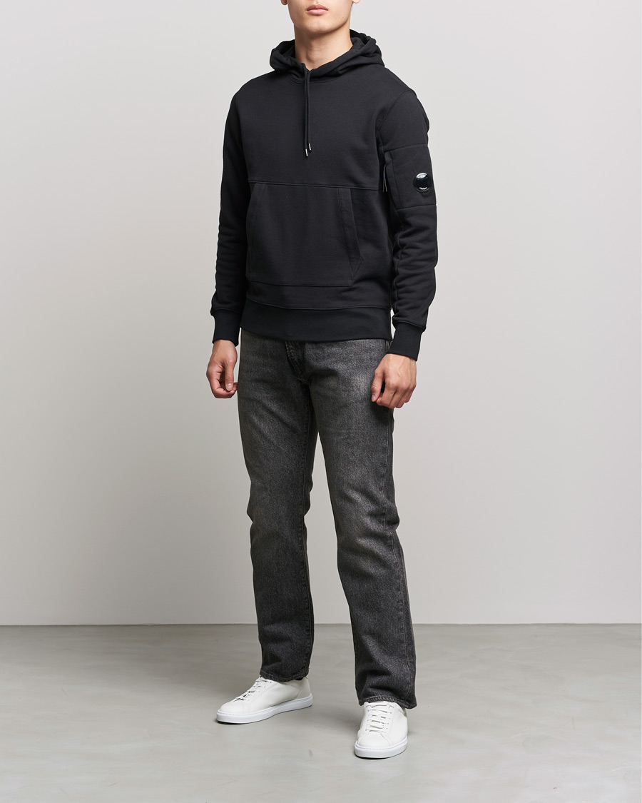 Homme | Pulls Et Tricots | C.P. Company | Diagonal Raised Fleece Hooded Lens Sweatshirt Black