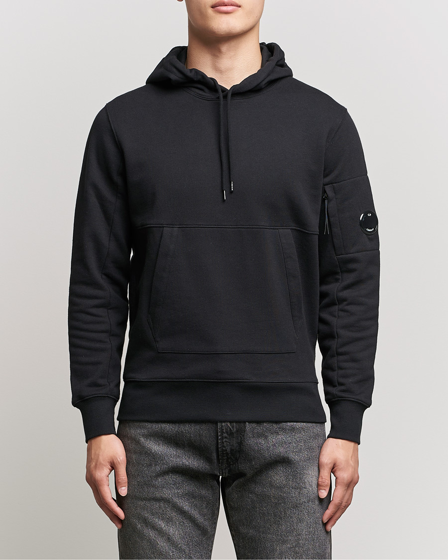 Homme | Pulls Et Tricots | C.P. Company | Diagonal Raised Fleece Hooded Lens Sweatshirt Black