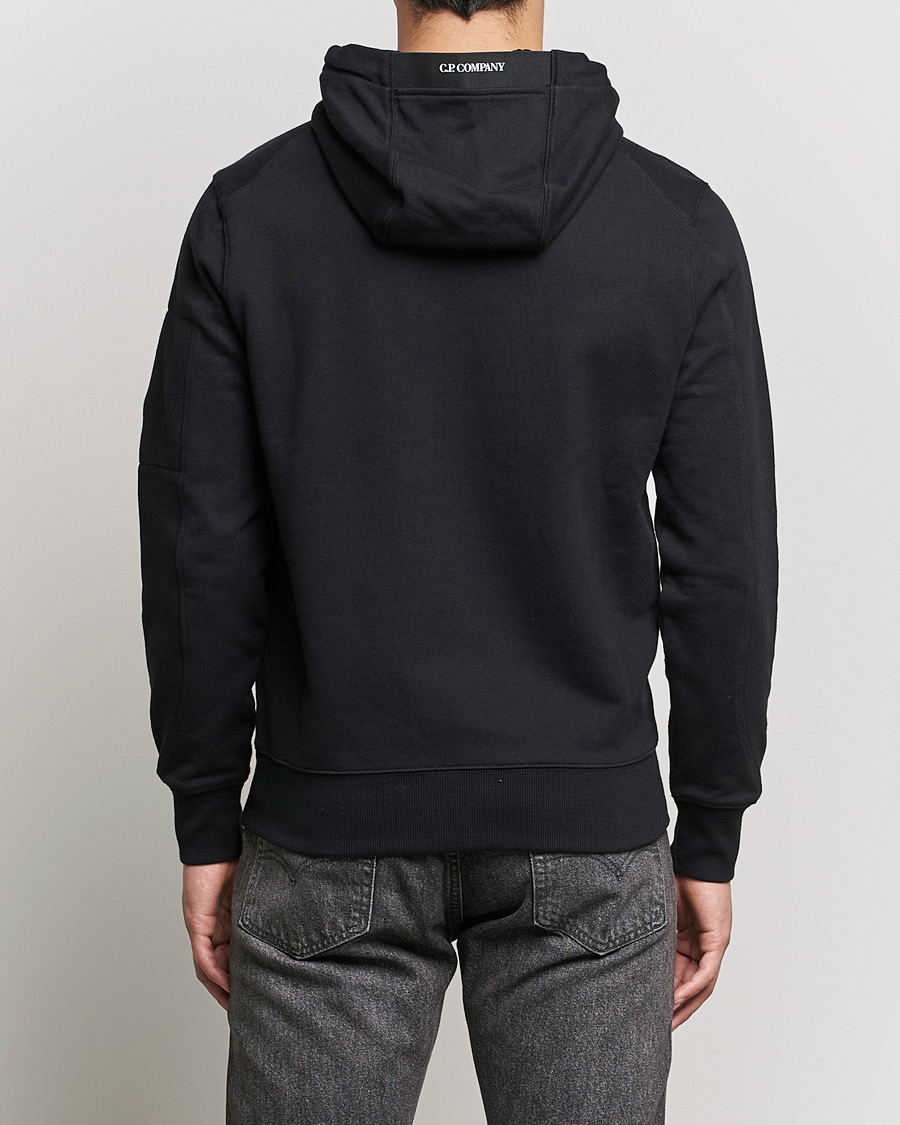 Homme | Pulls Et Tricots | C.P. Company | Diagonal Raised Fleece Hooded Lens Sweatshirt Black