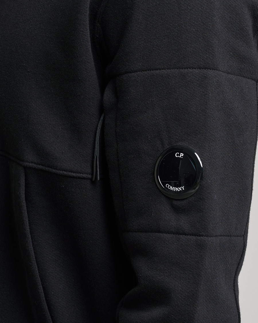 Homme | Pulls Et Tricots | C.P. Company | Diagonal Raised Fleece Hooded Lens Sweatshirt Black
