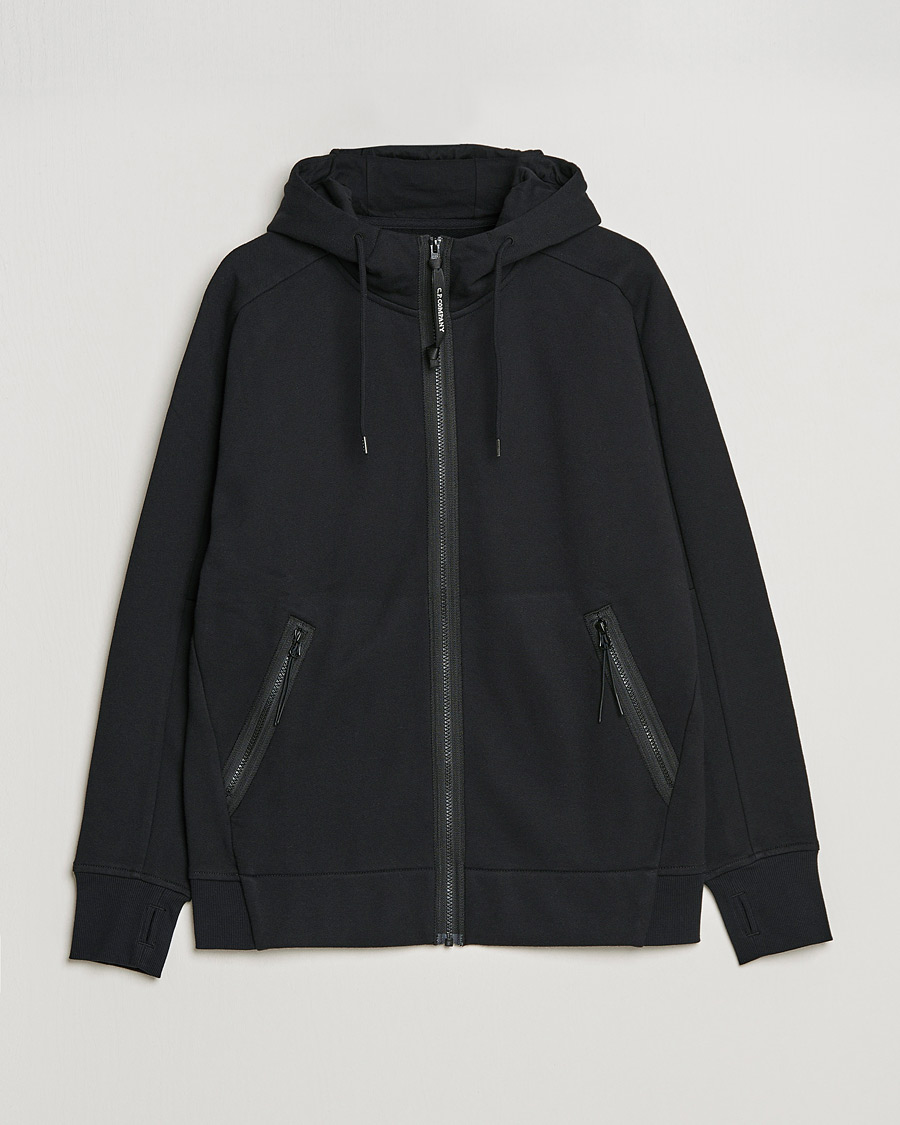 Homme | Pulls Et Tricots | C.P. Company | Diagonal Raised Fleece Full Zip Goggle Hoodie Black