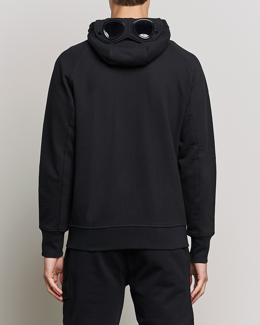 Homme | Pulls Et Tricots | C.P. Company | Diagonal Raised Fleece Full Zip Goggle Hoodie Black