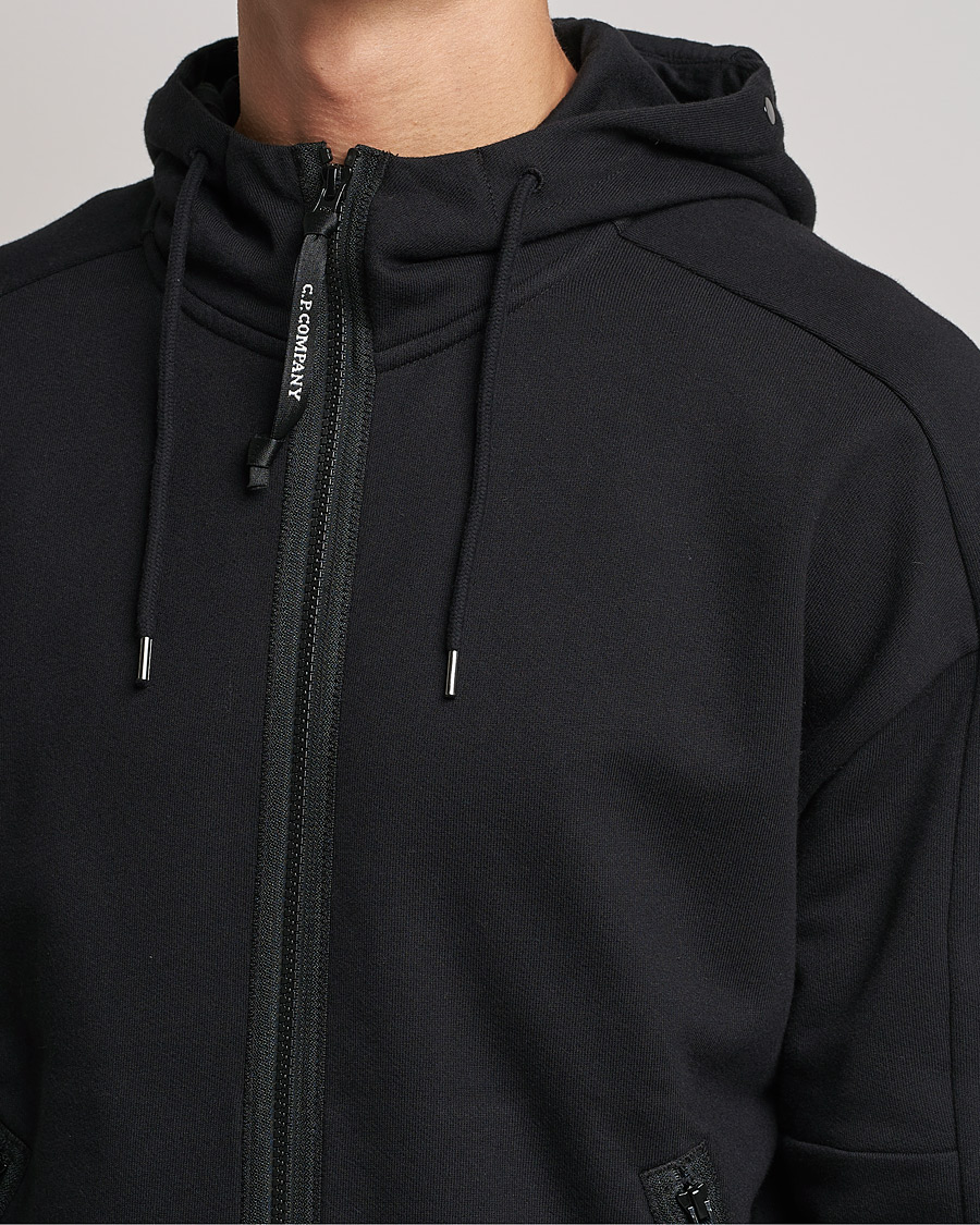 Homme | Pulls Et Tricots | C.P. Company | Diagonal Raised Fleece Full Zip Goggle Hoodie Black